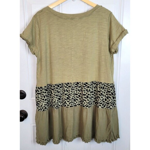 Umgee Top Tunic Short Sleeve Linen Blend Animal Print - Picture 7 of 7